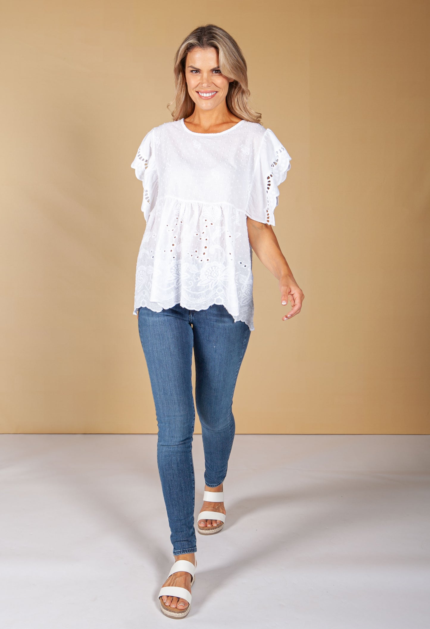 Frill Sleeve Blouse in White