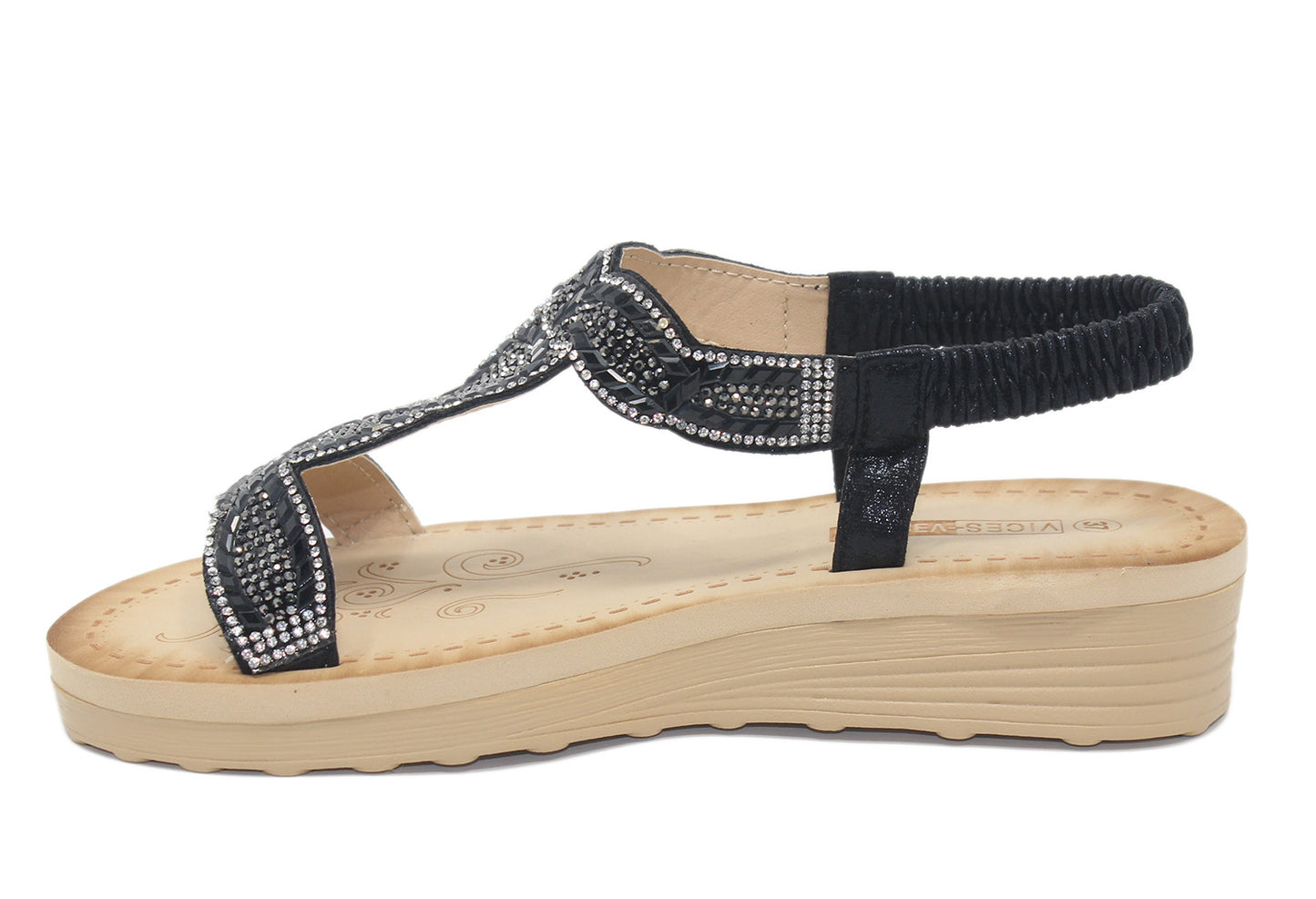 Black Diamante Glittered Sandal