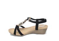 SHOE LOUNGE GLITTERED DETAIL STRAP WEDGE SANDAL IN BLACK