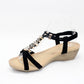 SHOE LOUNGE GLITTERED DETAIL STRAP WEDGE SANDAL IN BLACK