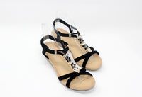 SHOE LOUNGE GLITTERED DETAIL STRAP WEDGE SANDAL IN BLACK