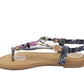 SHOE LOUNGE BLACK MULTI COLOURED TOE POST SANDAL