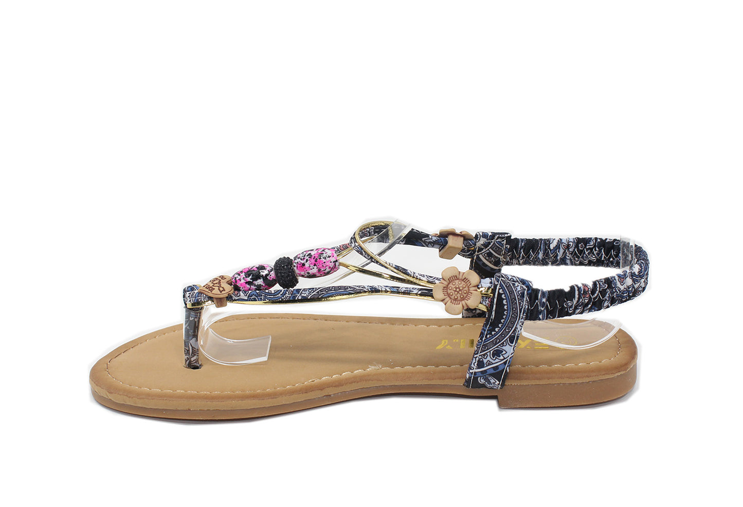 SHOE LOUNGE BLACK MULTI COLOURED TOE POST SANDAL