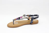 SHOE LOUNGE BLACK MULTI COLOURED TOE POST SANDAL