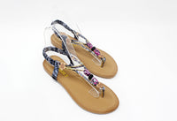 SHOE LOUNGE BLACK MULTI COLOURED TOE POST SANDAL