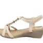 SHOE LOUNGE GLITTERED DETAIL STRAP WEDGE SANDAL IN BEIGE