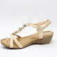 SHOE LOUNGE GLITTERED DETAIL STRAP WEDGE SANDAL IN BEIGE