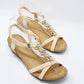 SHOE LOUNGE GLITTERED DETAIL STRAP WEDGE SANDAL IN BEIGE