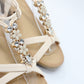 SHOE LOUNGE GLITTERED DETAIL STRAP WEDGE SANDAL IN BEIGE