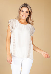 Lace Border Sand Blouse