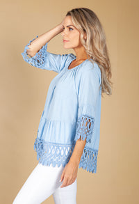 Embroidered Blue Blouse