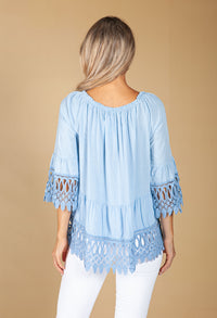 Embroidered Blue Blouse