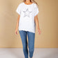 Embroidered Sequin Star Top in White