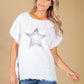 Embroidered Sequin Star Top in White