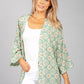 PAMELA SCOTT VINTAGE PRINT KIMONO STYLE CARDIGAN IN OLIVE