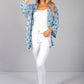 PAMELA SCOTT VINTAGE PRINT KIMONO STYLE CARDIGAN IN BLUE