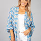 PAMELA SCOTT VINTAGE PRINT KIMONO STYLE CARDIGAN IN BLUE