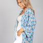 PAMELA SCOTT VINTAGE PRINT KIMONO STYLE CARDIGAN IN BLUE