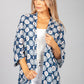 PAMELA SCOTT VINTAGE PRINT KIMONO STYLE CARDIGAN IN NAVY