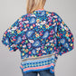 PAMELA SCOTT PAISLEY KIMONO STYLE CARDIGAN IN NAVY