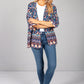 PAMELA SCOTT FLORAL KIMONO STYLE CARDIGAN IN NAVY