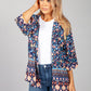 PAMELA SCOTT FLORAL KIMONO STYLE CARDIGAN IN NAVY