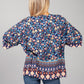 PAMELA SCOTT FLORAL KIMONO STYLE CARDIGAN IN NAVY