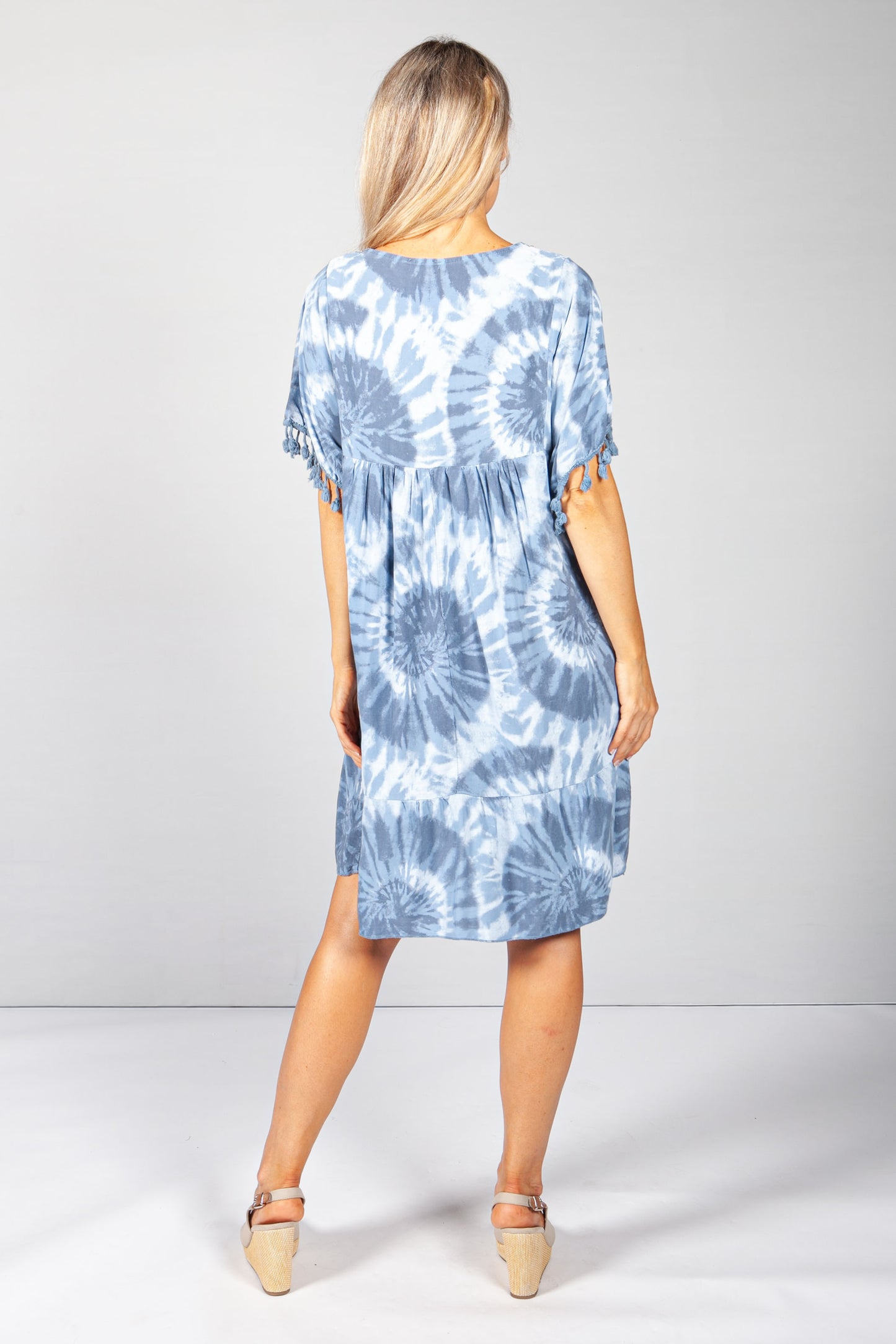 Blue Boho Tie Dye Dress