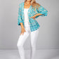 PAMELA SCOTT FLORAL KIMONO STYLE CARDIGAN IN TURQUOISE