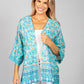 PAMELA SCOTT FLORAL KIMONO STYLE CARDIGAN IN TURQUOISE