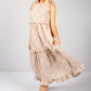 Beige Print Ruffle Tiered Dress