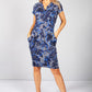 Royal Blue Print V-Neck Dress