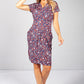 Navy & Red Vine Floral Print Dress