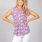 PAMELA SCOTT FLORAL V NECK TOP IN LILAC