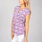 PAMELA SCOTT FLORAL V NECK TOP IN LILAC