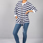 Navy & White Striped Zip Up Hoodie