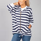 Navy & White Striped Zip Up Hoodie