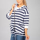 Navy & White Striped Zip Up Hoodie