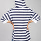 Navy & White Striped Zip Up Hoodie