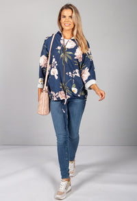 PAMELA SCOTT FLORAL ZIP UP HOODIE