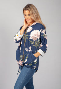 PAMELA SCOTT FLORAL ZIP UP HOODIE