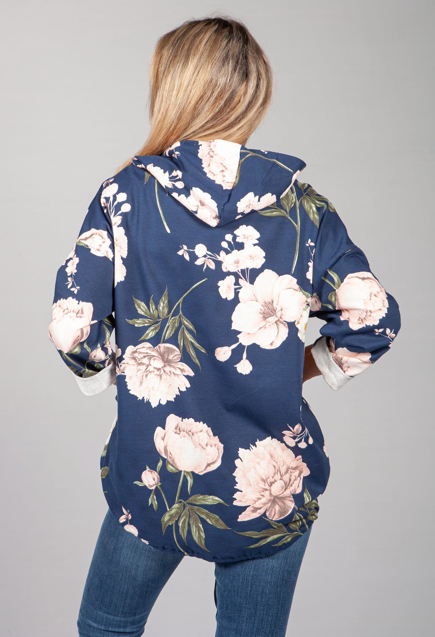 PAMELA SCOTT FLORAL ZIP UP HOODIE