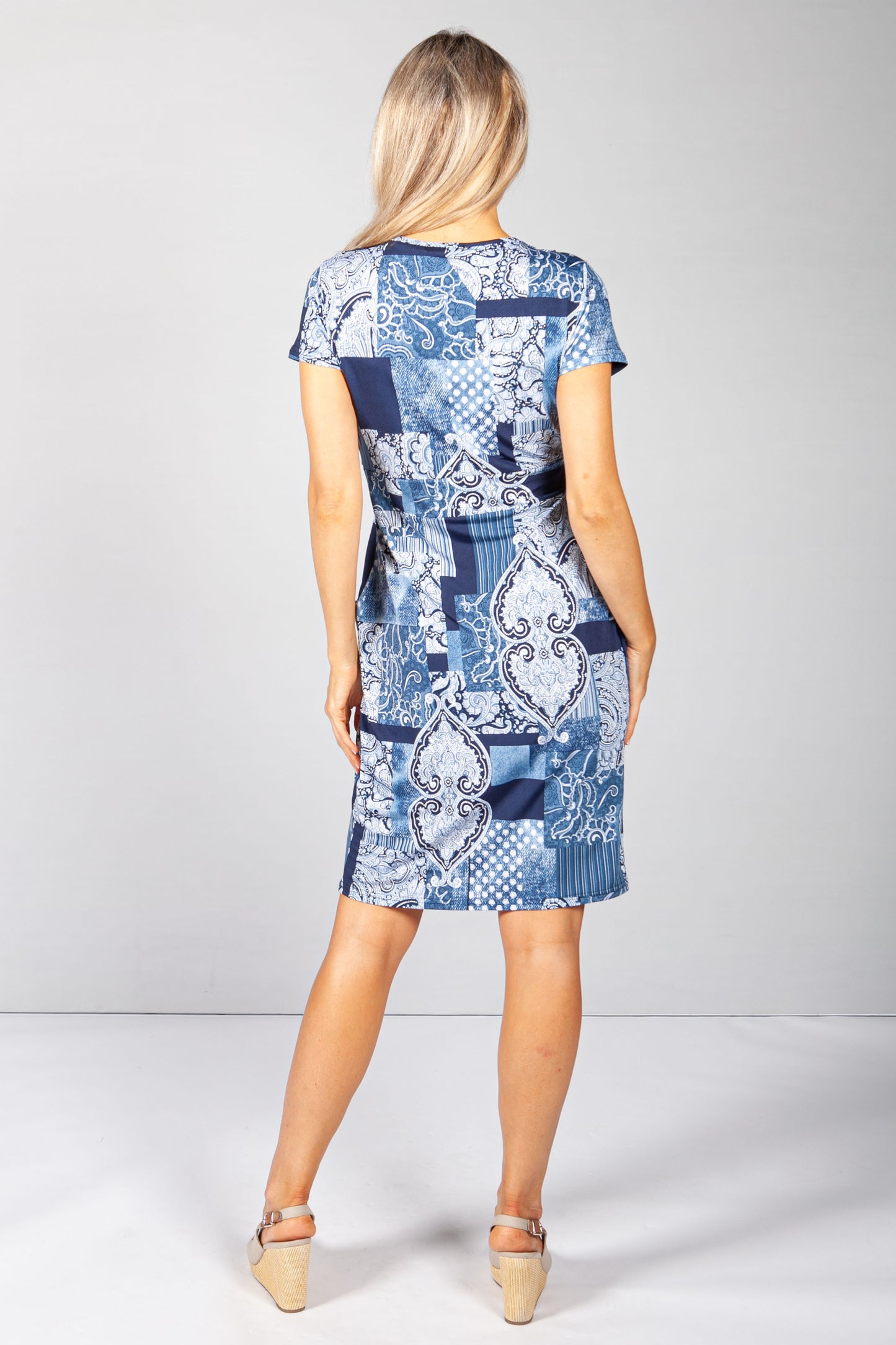 Blue Abstract Paisley Print Dress