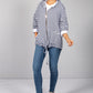 PAMELA SCOTT NAVY & WHITE NARROW STRIPED ZIP UP HOODIE