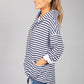 PAMELA SCOTT NAVY & WHITE NARROW STRIPED ZIP UP HOODIE