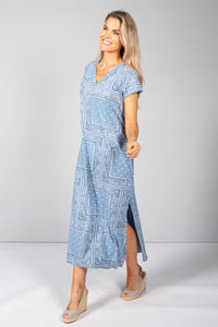 Blue Paisley Print Maxi Dress