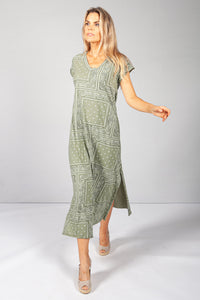 Khaki Paisley Print Maxi Dress