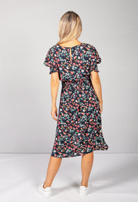 Dark Navy Floral Midi Dress