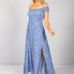 Blue Floral Smocking Bodice Dress