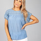 Blue Embroidered Top